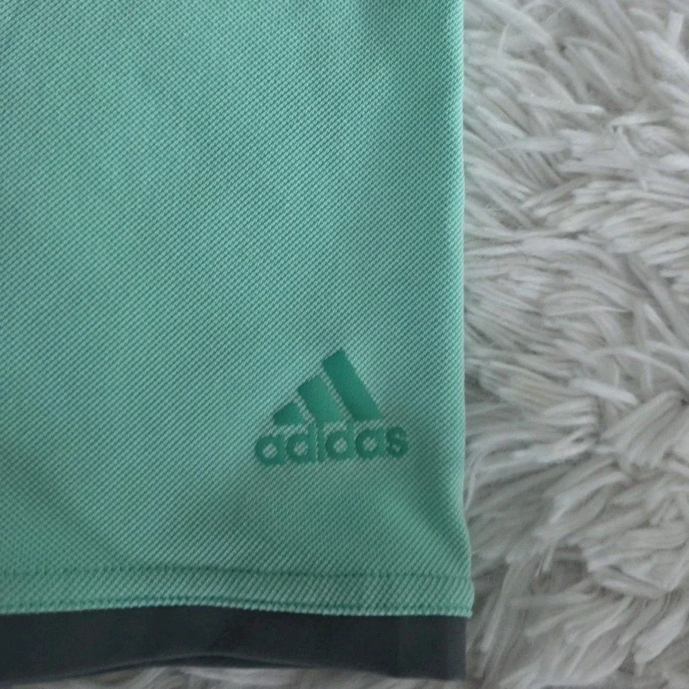 Adidas‎ Golf Mens XL Climacool Polo Shirt Mint Green Glenmore Logo Short Sleeve